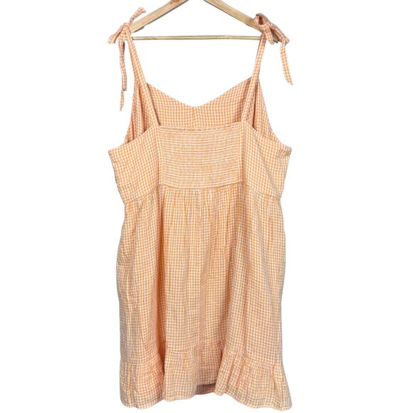 Old Navy Dress Women Gingham Check Cami Tiered Cottagecore Smocked 4X Orange New - Picture 2 of 8